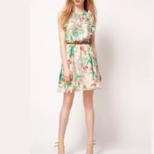 Ted Baker Cascading Floral Flare Dress With belt